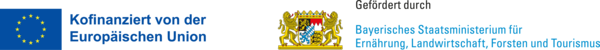 Logo der Europäischen Union und Wappen einer Region oder Institution, begleitet von einem schriftlichen Hinweis auf die Zusammenarbeit mit der Europäischen Union.