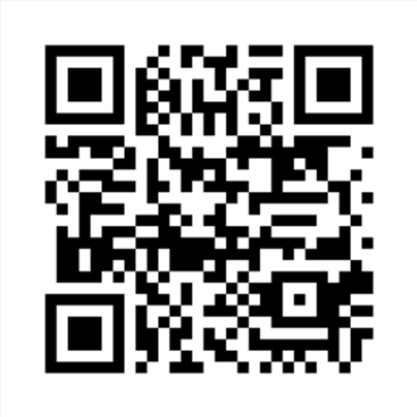 Ein schwarz-weißer QR-Code, der aus verschiedenen geometrischen Mustern besteht. Der Code enthält verschiedene schwarze Quadrate und Punkte auf weißem Hintergrund und kann mit einem Smartphone gescannt werden, um Informationen oder Links abzurufen.