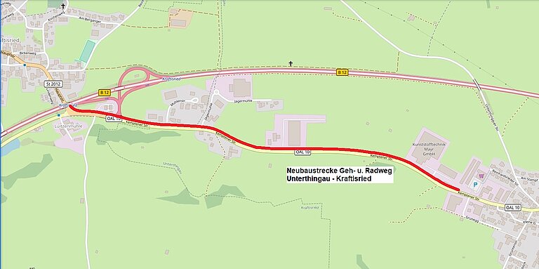OAL 10 Neubau Geh- u. Radweg Kraftisried-Unterthingau mit Ausbau OAL 10 (BA1)