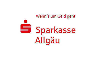 Logo der Sparkasse Allgäu mit dem Slogan „Wenn's um Geld geht“.