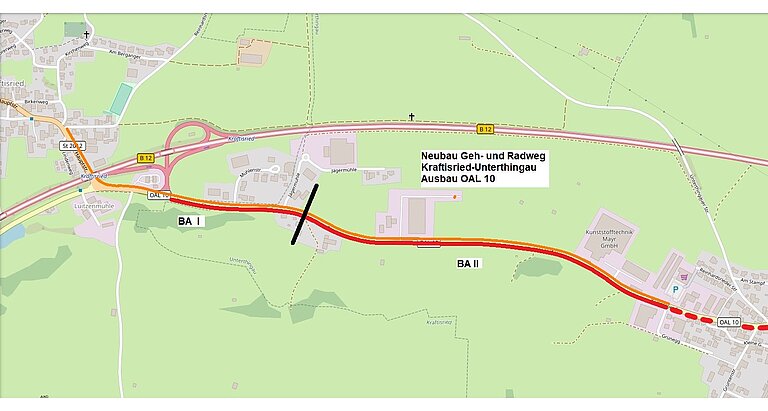 OAL 10 Neubau eines Geh-und Radweges von der Gemarkungsgrenze Kraftisried bis Unterthingau mit Ausbau der Kreisstraße (BA2)