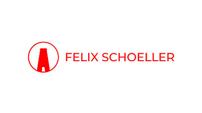 Logo von Felix Schoeller: Es zeigt einen stilisierten roten Buchstaben „A“ innerhalb eines Kreises, begleitet von dem Schriftzug „FELIX SCHOELLER“ in roter Schrift.