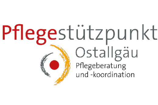 Logo des Pflegestützpunkts Ostallgäu, das für Pflegeberatung und -koordination steht. Es zeigt den Schriftzug „Pflegestützpunkt Ostallgäu“ in leuchtenden Farben mit einem stilisierten Symbol, das Pflege und Unterstützung symbolisiert.