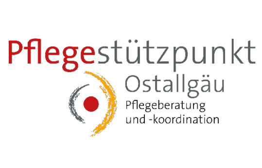 Logo des Pflegestützpunkts Ostallgäu, das für Pflegeberatung und -koordination steht. Es zeigt den Schriftzug „Pflegestützpunkt Ostallgäu“ in leuchtenden Farben mit einem stilisierten Symbol, das Pflege und Unterstützung symbolisiert.